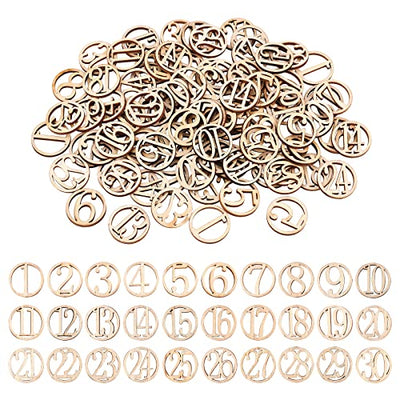 NBEADS 90 Pcs Number Wooden Calendar, 1-30 Christmas Countdown Advent Calendar, Wooden Number Pendants for Christmas Tree Decoration, DIY Crafts Gift
