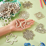 Elecrelive 48pcs Laser Cut Wood Shapes Large Unfinished Wood Flower Cutouts Hollow Wooden Pieces for Painting Crafts Hainging Ornament Home Wedding EEE ELECRELIVE