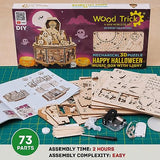 Wood Trick Halloween Wooden Music Box Kit - Addams Melody - w/Red Lighting - 3D Wooden Puzzle for Adults and Kids to Build - Engineering DIY Project Wood Trick
