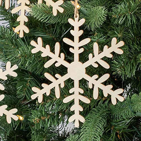 Group of 6 Unfinished Wood Snowflake Ornaments by Factory Direct Craft - Snowflake Wood Cutouts for Christmas Decorating and Holiday Displays (7-1/4 Factory Direct Craft