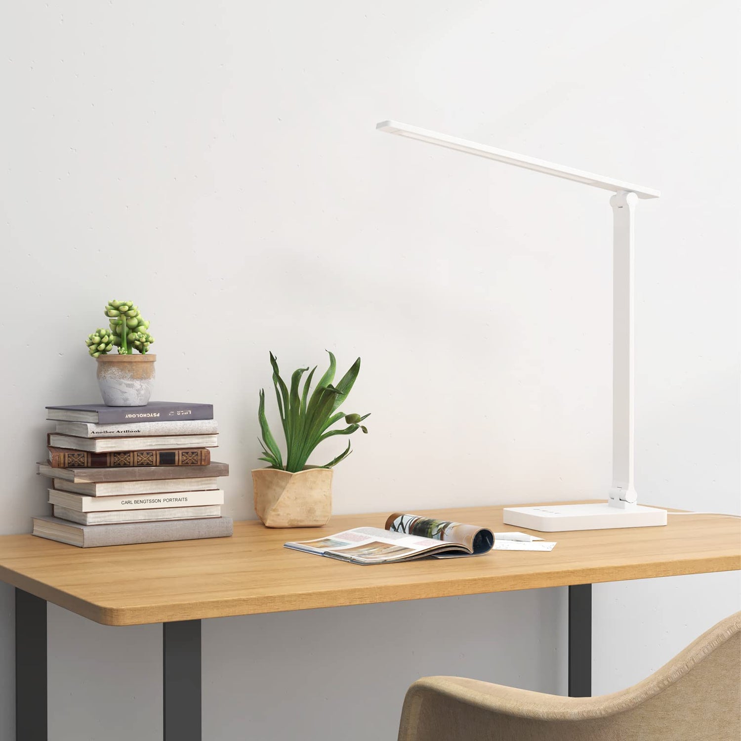 Lepro LED Desk Lamp with USB Charging Port Dimmable Home Office Touch Control Reading Table Lamp,3 Color Modes with 5 Brightness Level, School Dorm Lepro