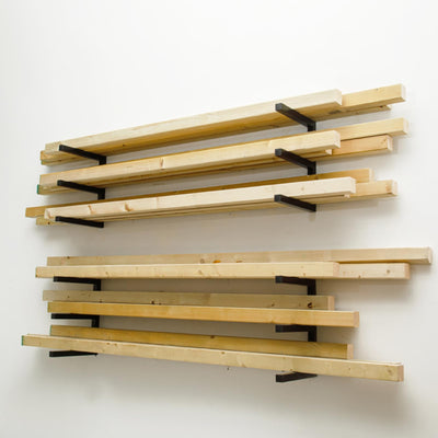 MOOMSINE Lumber Storage Rack Wall Mount, Heavy Duty Metal Wood Organizer with 6-Level Each Shelf Holds Up 200 Lbs, Indoor & Outdoor Use - Black