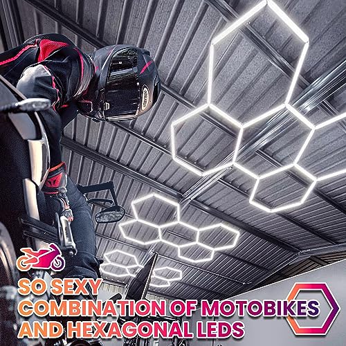 GOSLARLIT LED Garage Light Hexagon, 24 Pack Shop Detailing Lights, 144W 15950LM 6500K Daylight White, Linkable Plug-in Ceiling Light for Garage GOSLARLIT