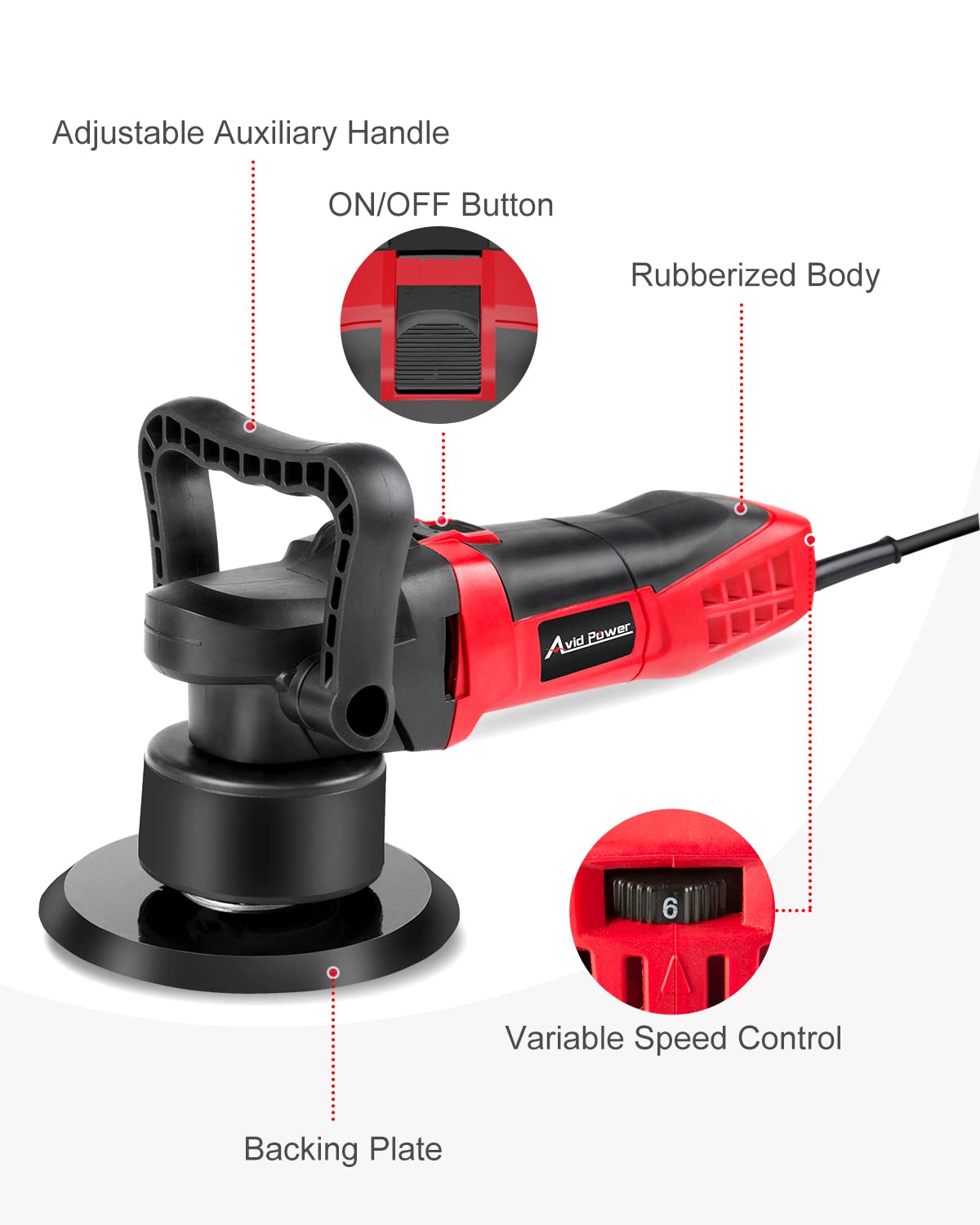 AVID POWER Buffer Polisher, 6-inch Dual Action/DA Polisher for Car Detailing, Random Orbital Car Buffer Polisher Waxer Kit with Variable Speed & 3 AVID POWER