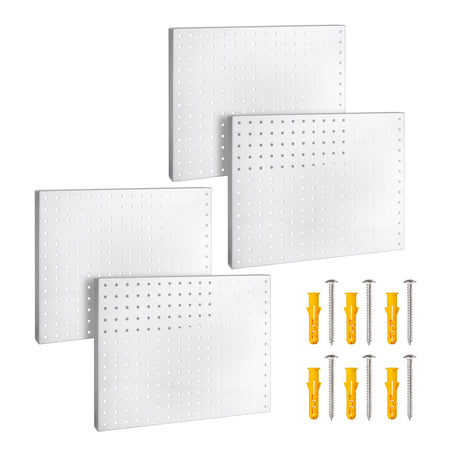 Heavy Duty Metal Pegboard Organizer - Wall Storage Steel Peg Board Panels Set 1/4 inch Round Holes 17"x13" 4 Pack Garage Craft Tool Display Hanging G.CORE