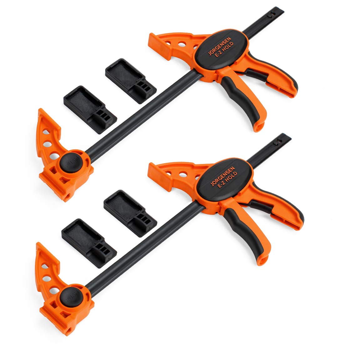 JORGENSEN 2-pack Ratchet Bar Clamps Set, Medium Duty, 12-inch One Hand Clamp, E-Z Hold Expandable Spreader Jorgensen