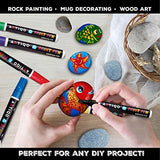 Paint pens for Rock Painting - Wood, Glass, Metal and Ceramic Works on Almost All Surfaces Set of 15 Vibrant Medium tip Oil Paint Marker Pens, Quick ARTIQO