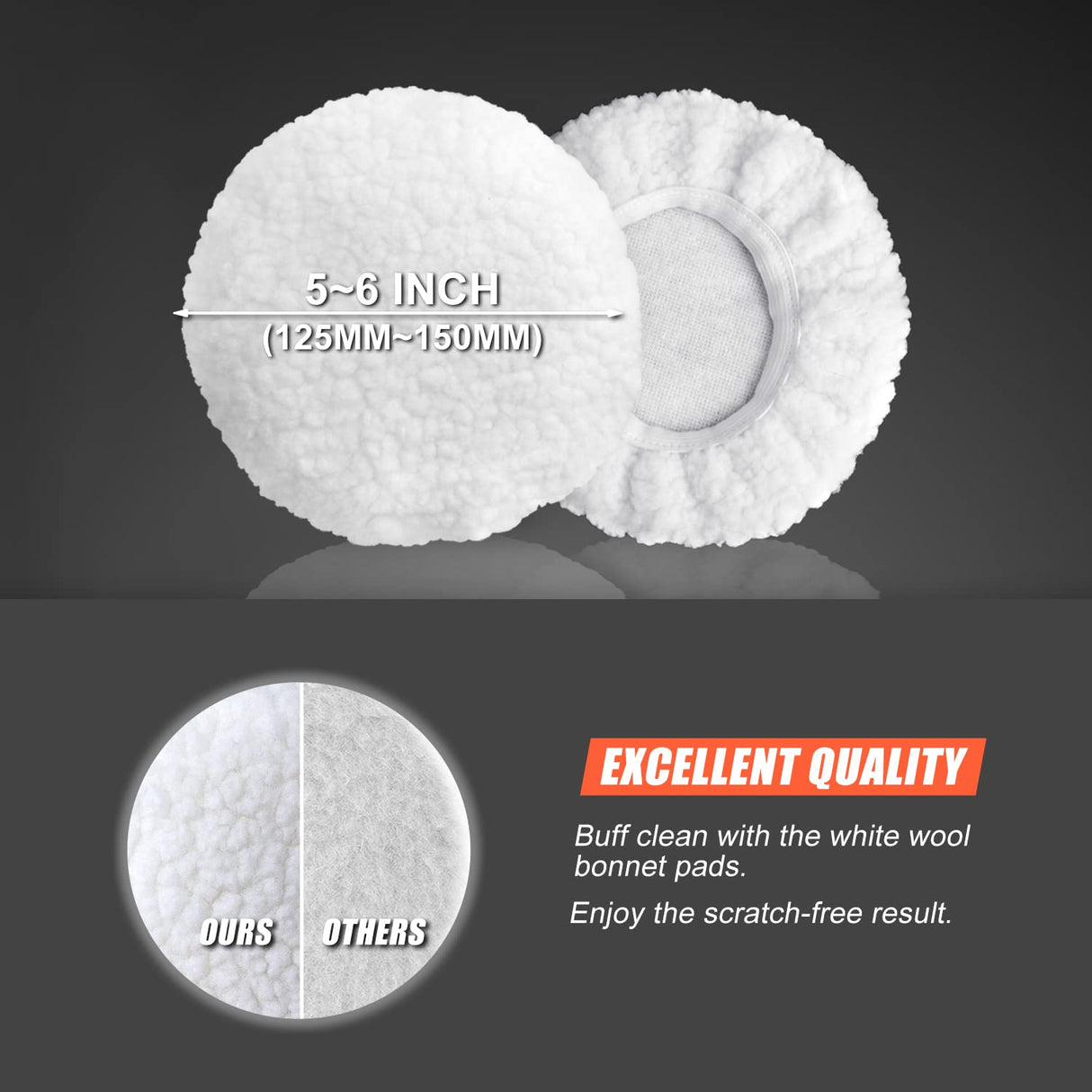 6 Inch Car Polishing & Buffing Sponge Pads Kit Wool Bonnet Pads for Household Electric Drill and Auto Polisher with 8mm M14 Drill Adapter for Washing POLIWELL