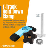 POWERTEC 71389-P2 T-Track Mini Hold-Down Clamp, 3-5/8" L x 3/4" Width, Set of 4 POWERTEC