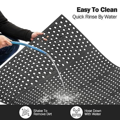 jxgzyy 83x35 Commercial Anti-Fatigue Drainage Rubber Matting Non-Slip Rubber Drainage Mat Commercial Kitchen Floor Mat Rubber Mat with Holes for Wet