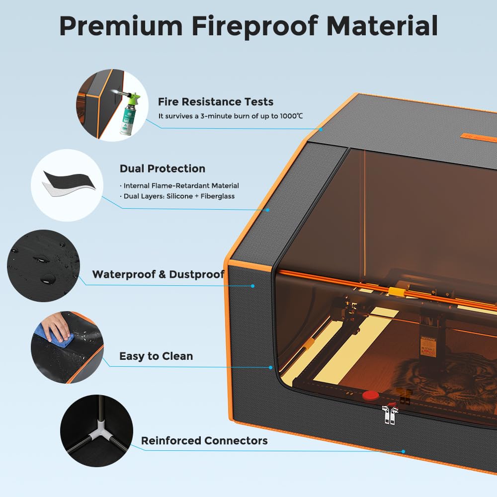 Mecpow Laser Engraver Enclosure, 27.5 x 27.5 x 18'' Fireproof and Dustproof Protective Cover for Most Laser Engraver, Insulates Against Smoke and - WoodArtSupply