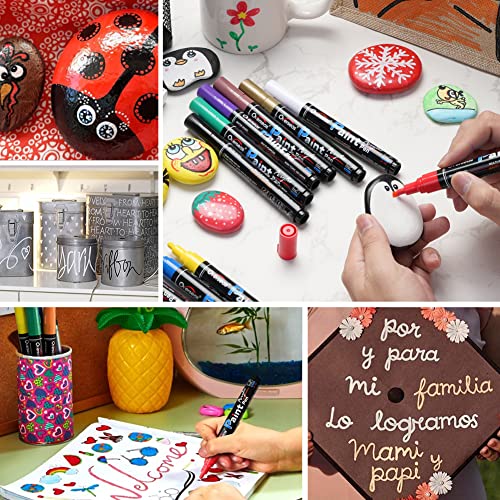 Overseas Red Paint Pens Paint Markers - Permanent Acrylic Markers 3 Pack, Water Based, Quick Dry, Waterproof Paint Marker Pen for Rock, Wood, Overseas