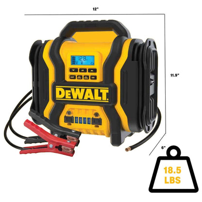 DEWALT DXAEPS14 1600 Peak Battery Amp 12V Automotive Jump Starter/Power Station with 500 Watt AC Power Inverter, 120 PSI Digital Compressor, and USB Power , Yellow