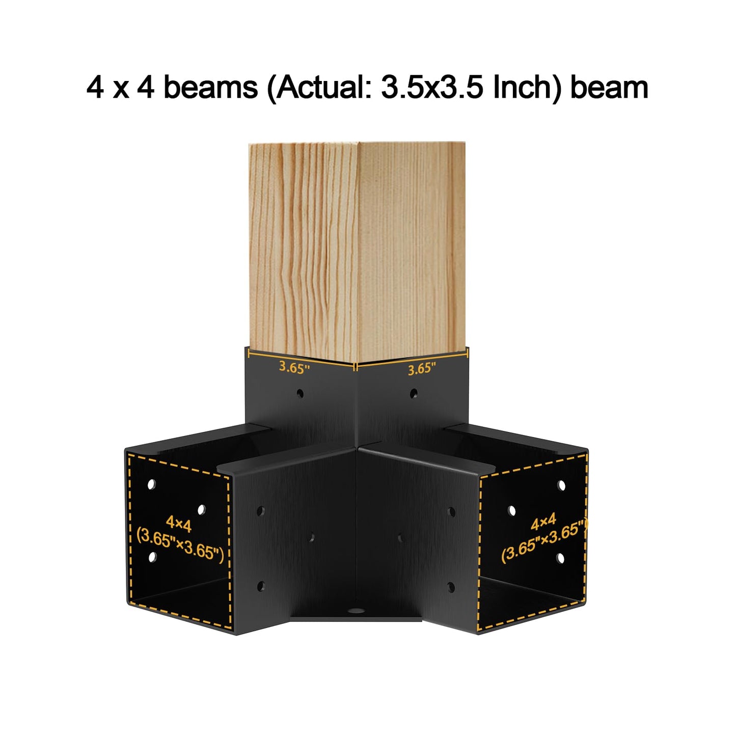 Pergola Brackets for 4x4 (3.5inchx3.5inch) Wood Posts, Pergola Hardware Kit, 3-Way Right Angle Corner Bracket Elevated Wood Stand Kit Outdoor Pergola