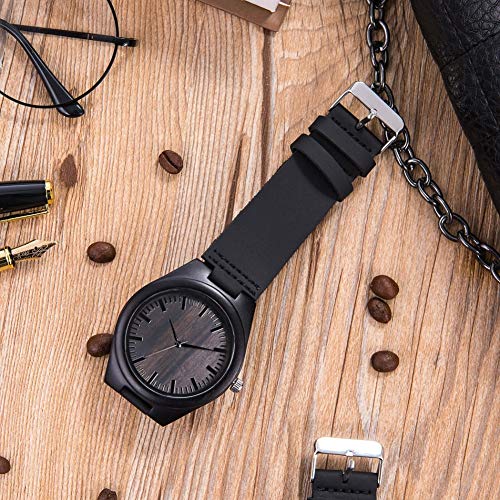 WASTIME Customized Engraved Wooden Watch, Casual Handmade Wood Watch for Men Women Husband Wife Dad Mom Son Family (C- Love Husband) - WoodArtSupply