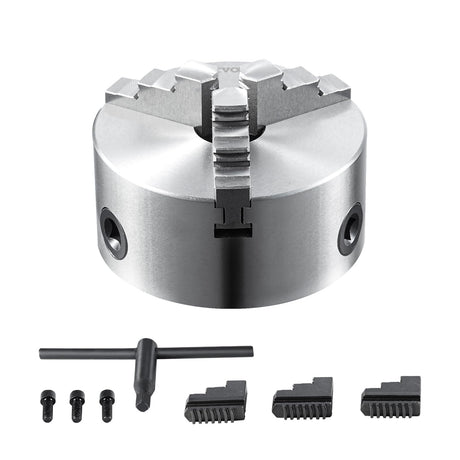 VEVOR 3-Jaw Lathe Chuck, 5'', Self-Centering Lathe Chuck, 0.1-5 in/2.5-125 mm Clamping Range with T-key Fixing Screws Reversible Jaws, for Lathe 3D VEVOR