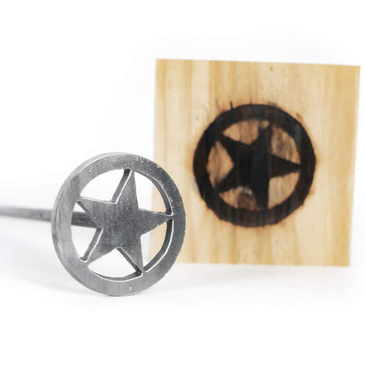 Personalized Circle Star Wood Branding Iron - 3" by The Heritage Forge - WoodArtSupply