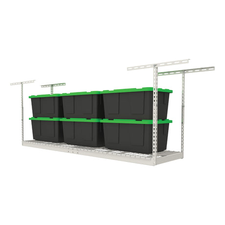 MonsterRax Overhead Garage Storage Rack 2x8, Ceiling Mounted Shelving, Adjustable Hanging Organizer, Heavy Duty Steel, 350 Pound Capacity, Color: MonsterRAX Storage Solutions