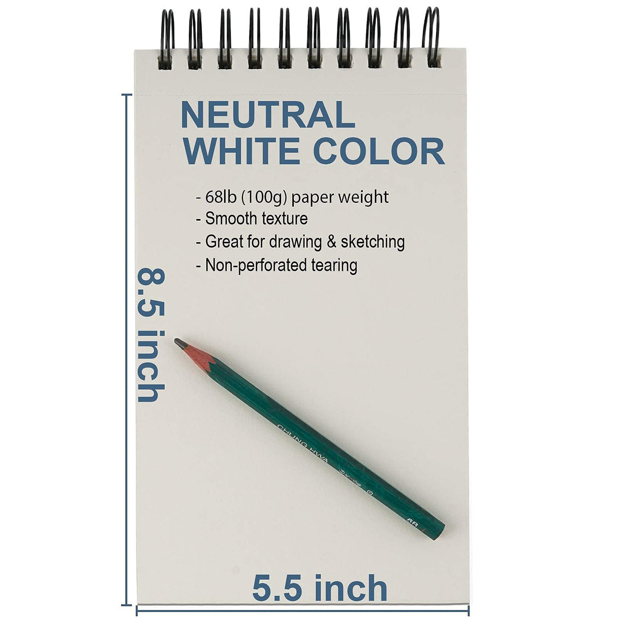 5.5" x 8.5" Sketchbook Set, Top Spiral Bound Sketch Pad, 2 Packs 100-Sheets Each (68lb/100gsm), Acid Free Art Sketch Book Artistic Drawing Painting Fuxi