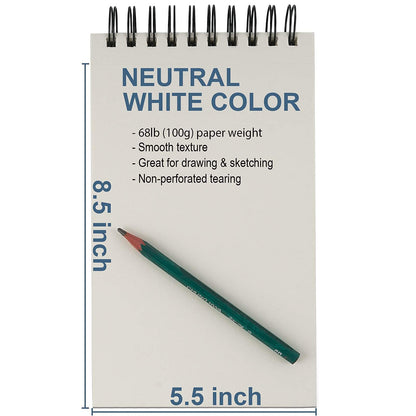 5.5" x 8.5" Sketchbook Set, Top Spiral Bound Sketch Pad, 2 Packs 100-Sheets Each (68lb/100gsm), Acid Free Art Sketch Book Artistic Drawing Painting - WoodArtSupply