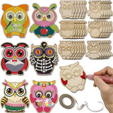 36 Sets Owl Unfinished Wooden Ornaments Craft Make Your Own Owl Blank DIY Owl Cutout Hanging Slices for Kids Xmas Tree Craft Painting All Festival WoodArtSupply