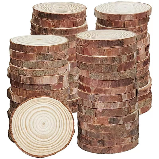 WEOPYCJ Unfinished Natural with Tree Bark Wood Slices,60 Pcs 1.5-2 Inches Wood Pieces Craft Wood kit Circles Crafts Christmas Ornaments DIY Crafts