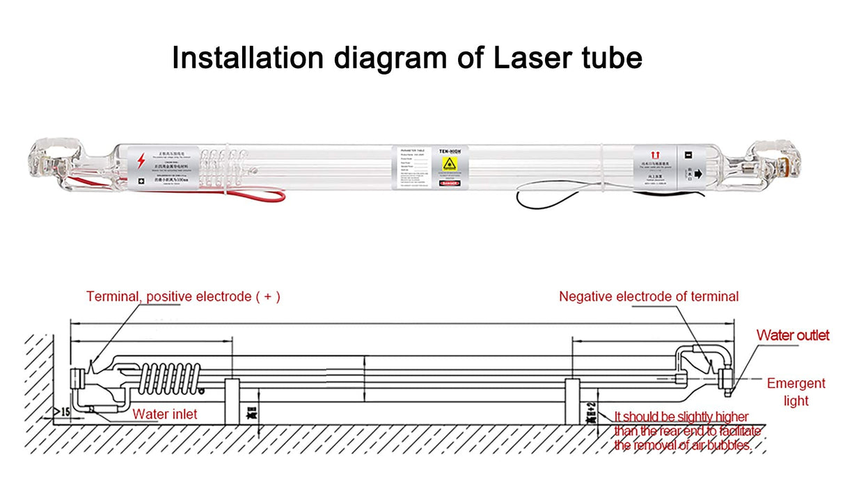 TEN-HIGH 40W CO2 Laser Tube 700mm D50mm, Wires Preconnected with Coating, for Laser Cutter Laser Engraving Cutting Machine TEN-HIGH