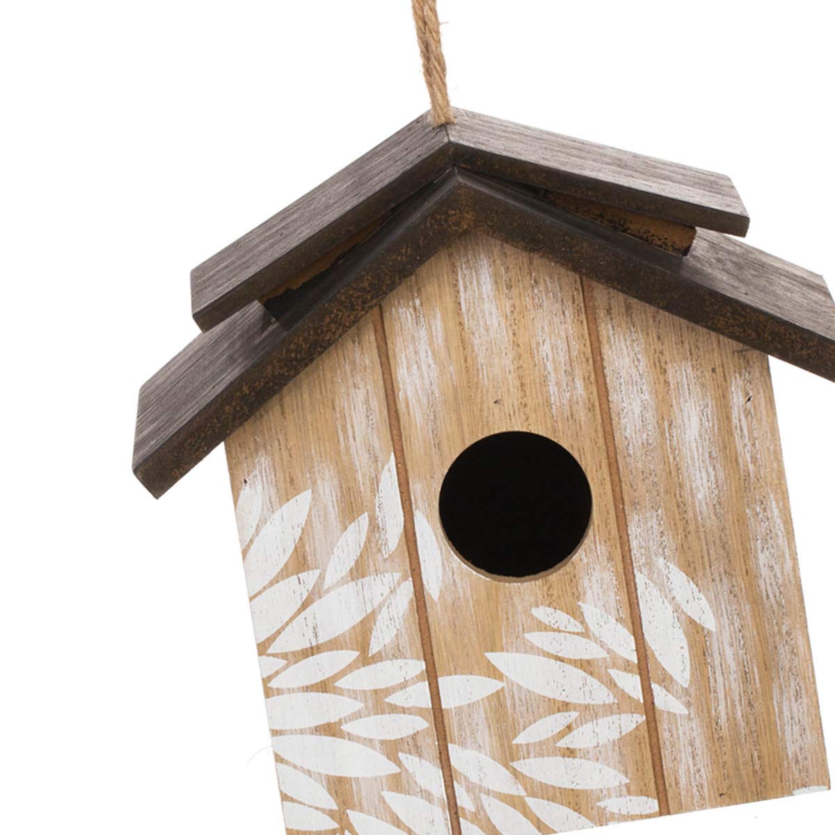 Topadorn Wooden Bird House Hanging Outdoor,Eco Friendly Materials and Decorative with Leaves Printed Topadorn
