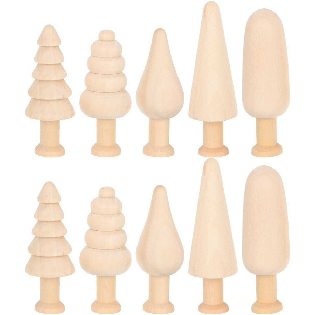Wooden Trees Unfinished Wooden Figurines 10pcs Mini Wooden Christmas Tree Unpainted Blank Figurines Wood Miniature Trees Peg People for Christmas TEHAUX