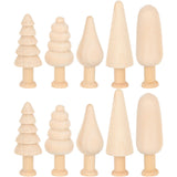 Wooden Trees Unfinished Wooden Figurines 10pcs Mini Wooden Christmas Tree Unpainted Blank Figurines Wood Miniature Trees Peg People for Christmas TEHAUX