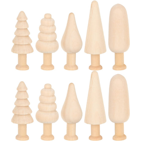 Wooden Trees Unfinished Wooden Figurines 10pcs Mini Wooden Christmas Tree Unpainted Blank Figurines Wood Miniature Trees Peg People for Christmas TEHAUX