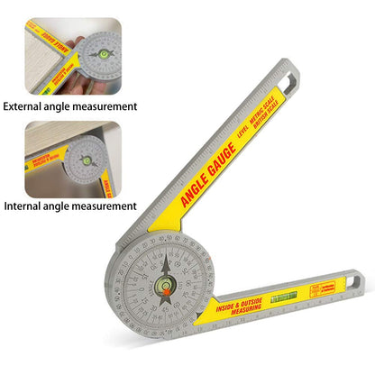 Miter Saw Protractor Angle Ruler, 360 Degree Measure Tool,Angle Finder Gauge with High Accuracy Bubble Level for Carpenters and All Building Trades - WoodArtSupply