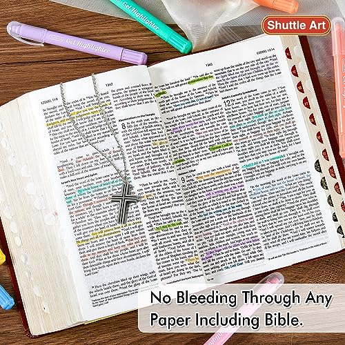 Shuttle Art Bible Highlighters and Pens No Bleed, 12 Pastel Colors Gel Highlighters No Bleed Through, Bible Journaling Supplies, Great for Journaling Shuttle Art