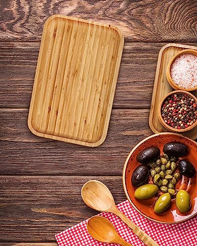 Bam&Boo Natural Bamboo Serving Tray Minimalist Rectangular — Food, Storage, Decor for Breakfast, Parties, Weddings, Picnics (11.5" x 6") Bam & Boo