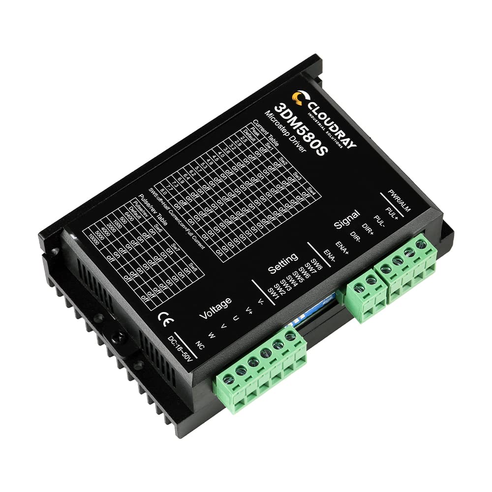 Cloudray 3-Phase Stepper Motor Driver 3DM580S 1.0-8.0A 18-50VDC for CNC Nema 17, 23, 24 and 34 Stepper Motor - WoodArtSupply