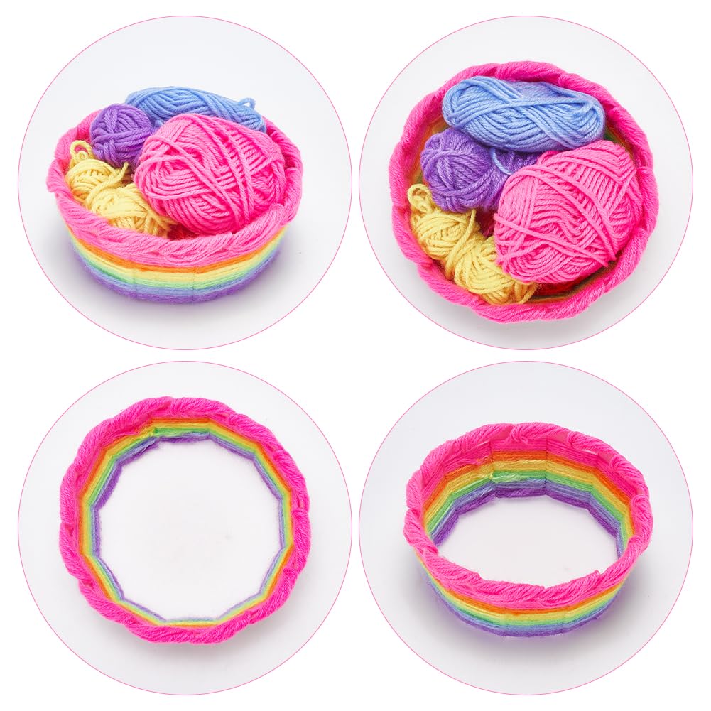 FREEBLOSS 4 Set Yarn Basket Weaving Art DIY Basket Weaving Kits 6 Colors Yarn Basket Craft Kits Easter Basket Making Kit for Beginners Easter FREEBLOSS