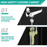 INTERGREAT Steel Storage Cabinet with Lock, Lockable Metal Storage Cabinets with 2 Adjustable Shelves, Black Counter Height Garage Cabinet INTERGREAT