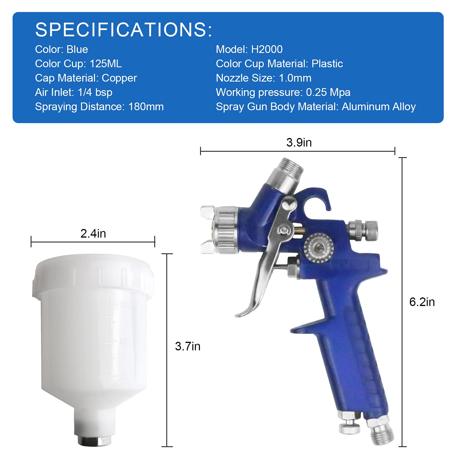 Tosucs HVLP Spray Gun with 1.0mm Tip Air Spray Gun for Car Spraying Gravity Feed Paint Gun for Car Prime,Furniture Surface Spraying,Wall Painting - WoodArtSupply