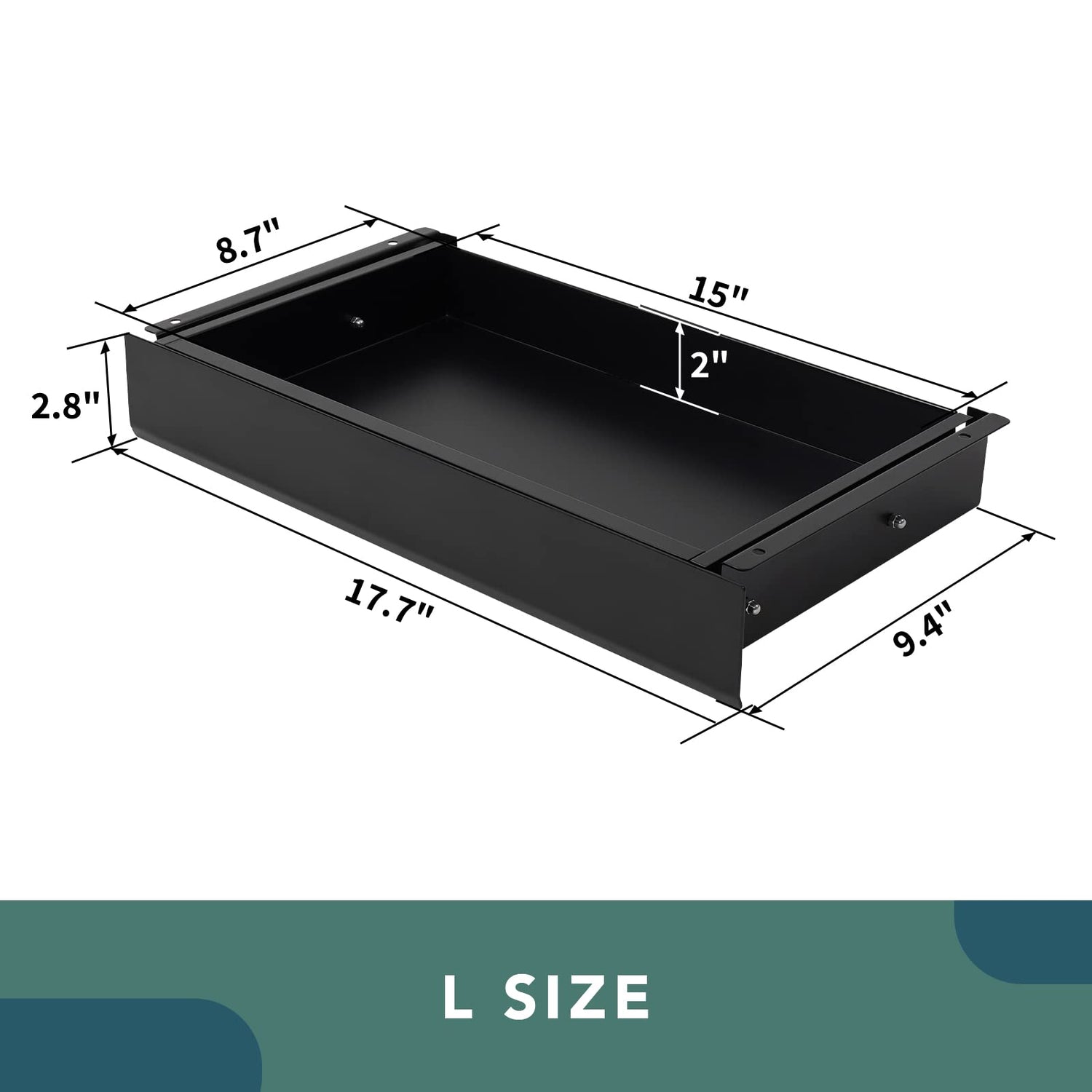 FLEXISPOT Under Desk Pull-Out Drawer Standing Desk Storage Organizer, Sliding Security Workstation Drawers (L, Black) FLEXISPOT