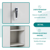 INTERGREAT White Metal Storage Cabinet Doors, 72" Locking Steel Storage Cabinet with Shelves, Tall Metal Cabinet Lockable Steel Cabinets for Home INTERGREAT