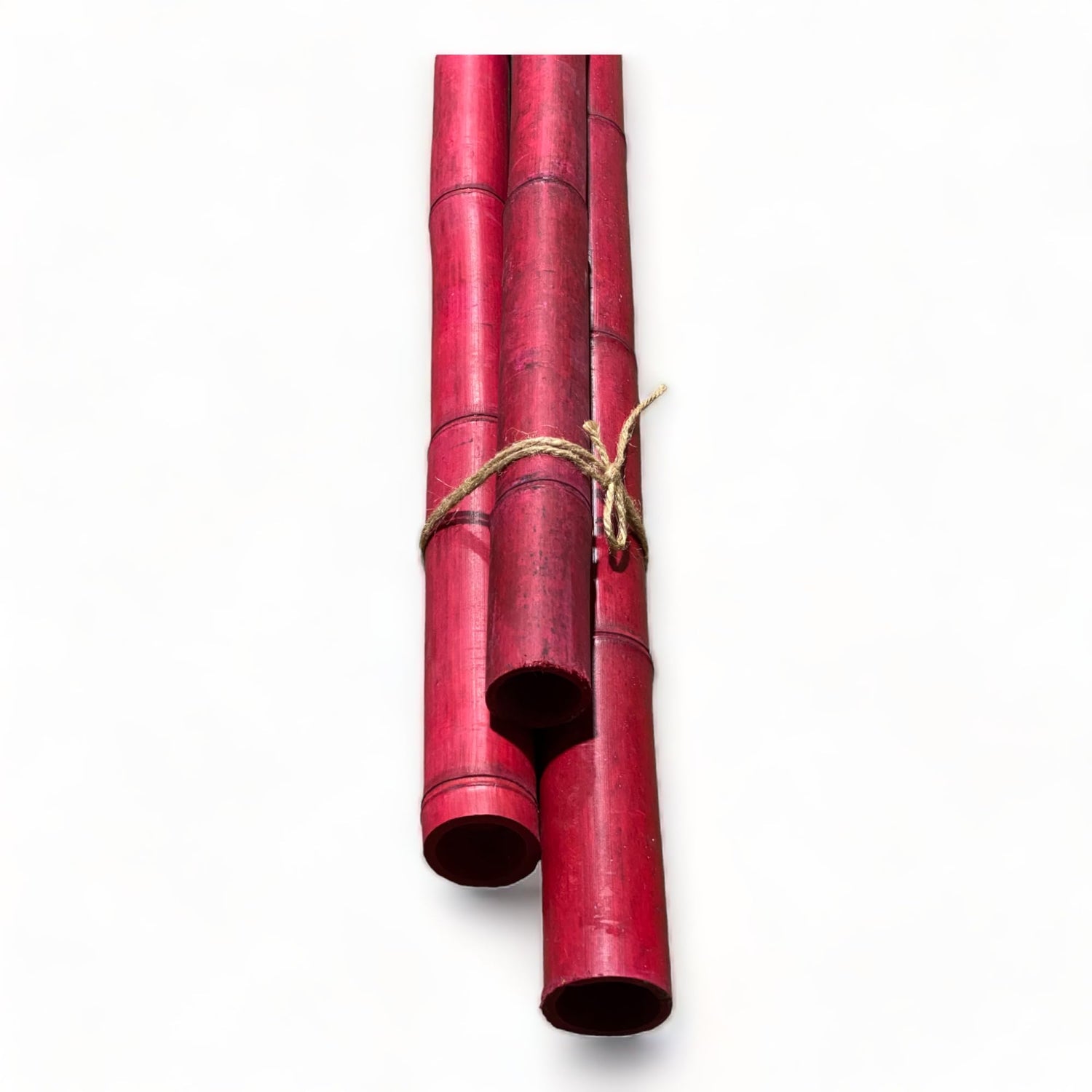 Pack of 3 Bamboo Sticks - 6 Feet Long Natural Thick Bamboo Poles - 1.5 in Diameter - Garden Stakes (Red) Empire Home