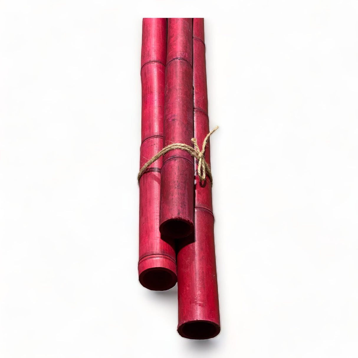Pack of 3 Bamboo Sticks - 6 Feet Long Natural Thick Bamboo Poles - 1.5 in Diameter - Garden Stakes (Red) Empire Home