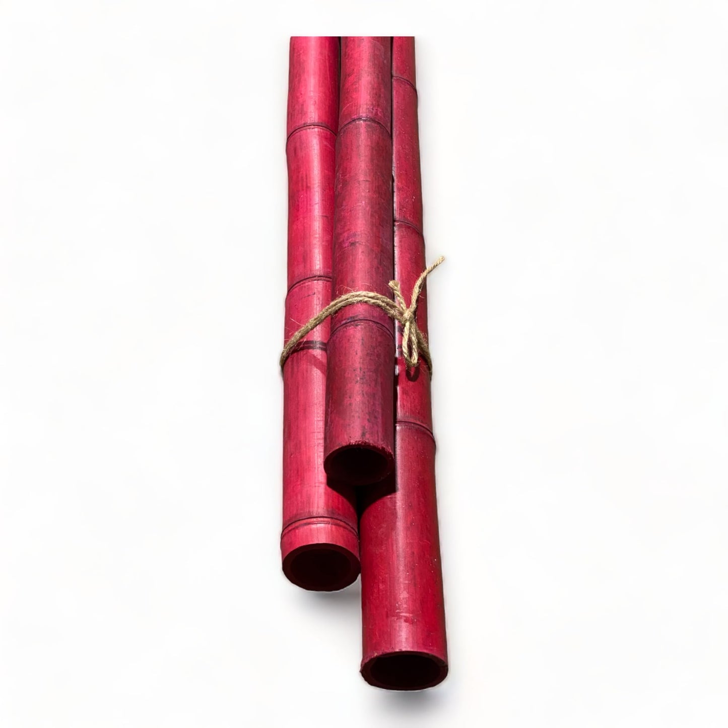 Pack of 3 Bamboo Sticks - 6 Feet Long Natural Thick Bamboo Poles - 1.5 in Diameter - Garden Stakes (Red) - WoodArtSupply