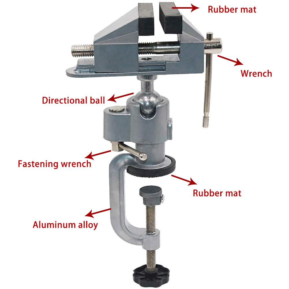 Annurssy Bench Clamp 3 inch Rotatable 360 degree Table Vise for Small Works Drilling Metal Wood Working Making Jewelry Fashion Doll - WoodArtSupply