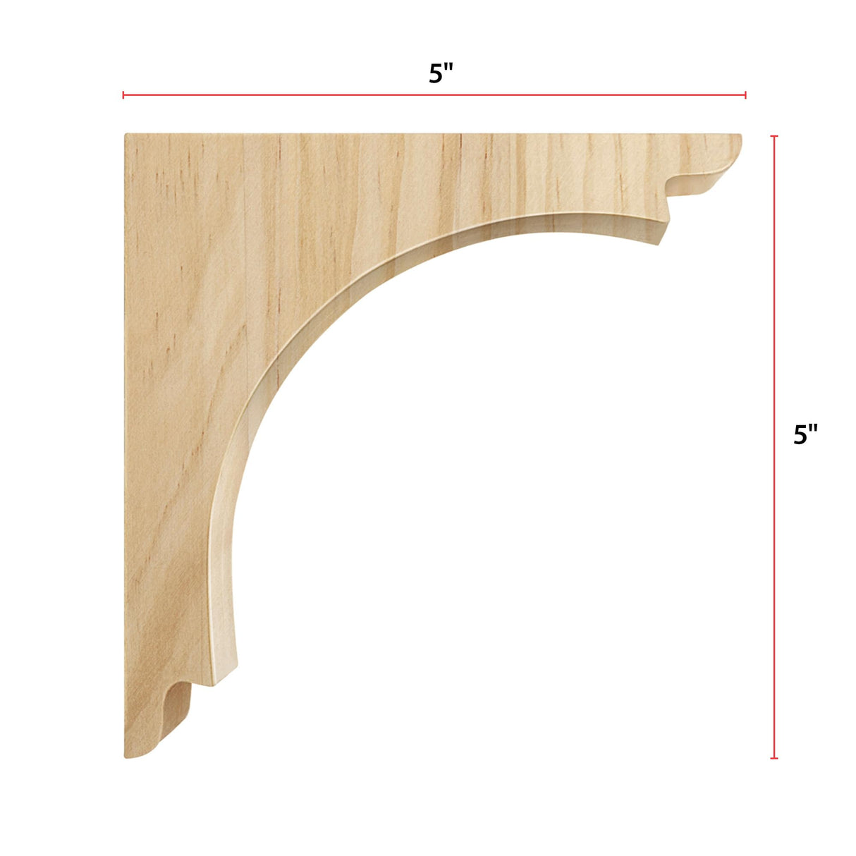 WADDELL Hardwood Grand Arch Corbel, Set of 2 (Small) | 5" x 5", Includes Pre-Installed Keyhole Plate | Decorative Corbels for Countertops, Mantel, Waddell