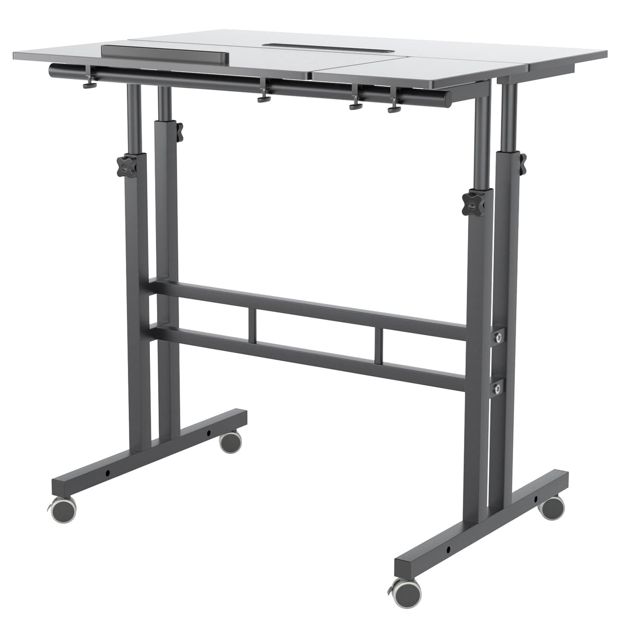 sogesfurniture Height Adjustable Sit Stand Workstation Mobile Standing Desk Home Office Desk with Standing and Seating,Black BHUS-101-2BK sogesfurniture