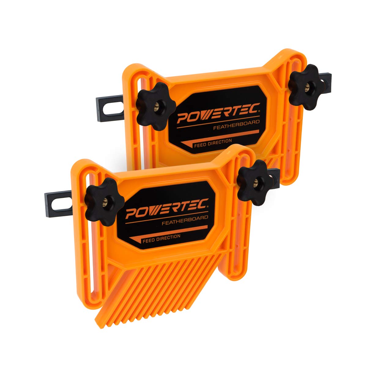 POWERTEC 71393 Dual Universal Featherboards for Multi-Functional Woodworking w/Flex and Miter Lock System – 2 Pack (Double Stack Edition) POWERTEC