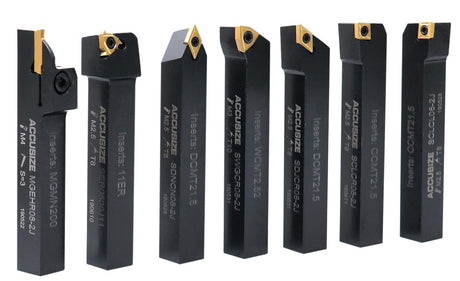 Accusize Industrial Tools 7 Pieces/Set 1/2'' Indexable Carbide Turning Tool Set in Fitted Box, 2387-2004 Accusize Industrial Tools