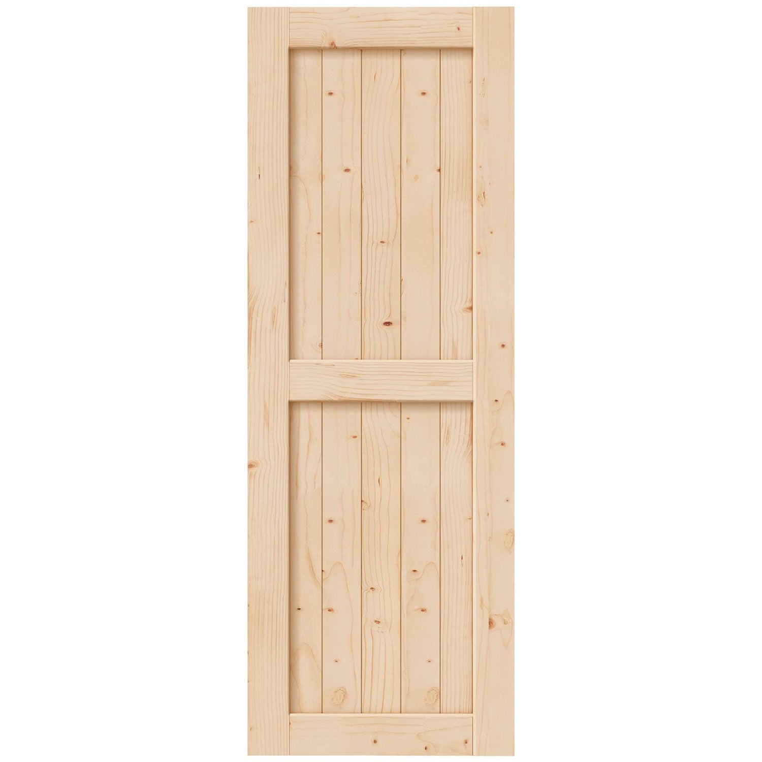 EaseLife 32in x 84in Sliding Barn Wood Door,Interior Doors,DIY Assemblely,Solid Natural Spruce Panelled Slab,Easy Install,Apply to Rooms & Storage EaseLife