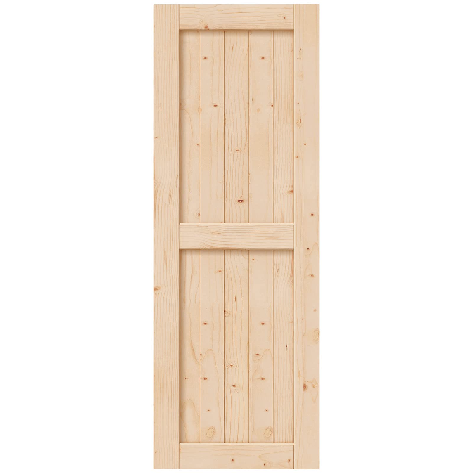 EaseLife 32in x 84in Sliding Barn Wood Door,Interior Doors,DIY Assemblely,Solid Natural Spruce Panelled Slab,Easy Install,Apply to Rooms & Storage - WoodArtSupply